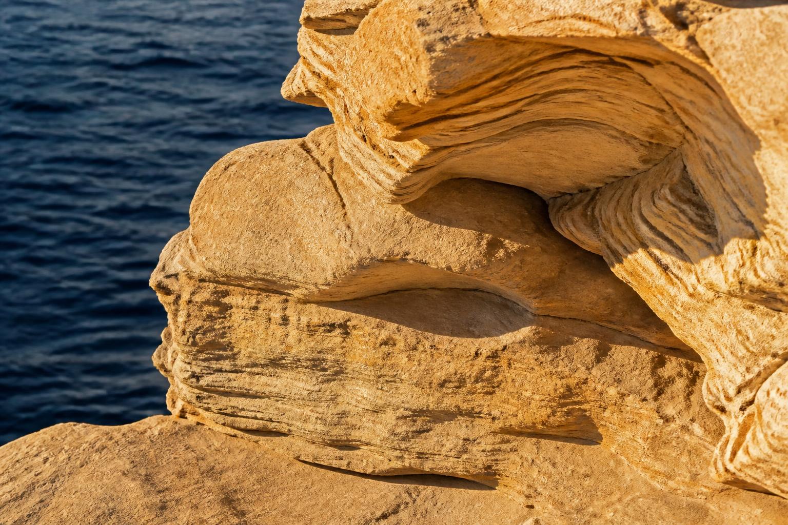 Warm light revealing layered sandstone texture